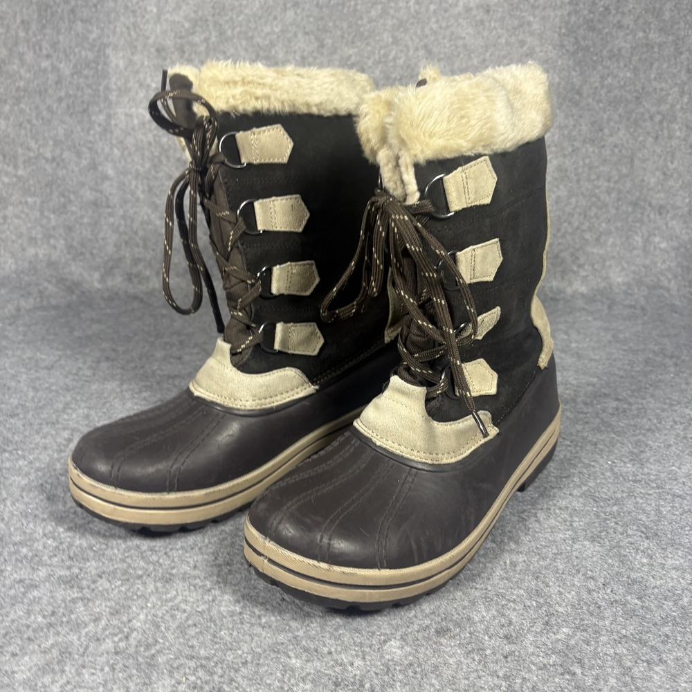 Polar Edge IRW2030 Snow Boots‎ 10 Brown Suede Faux Fur Trim Duck Boots